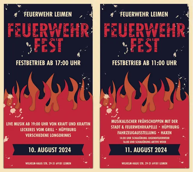 Feuerwehrfest Leimen 10. und 11. August
